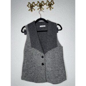 Cut Loose Vest Womens Small Charcoal Wool Button Front  Pockets USA Collar X